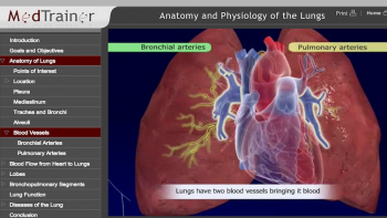 MedTrainer - The training module created by Scientific Animations showcasing the lungs module