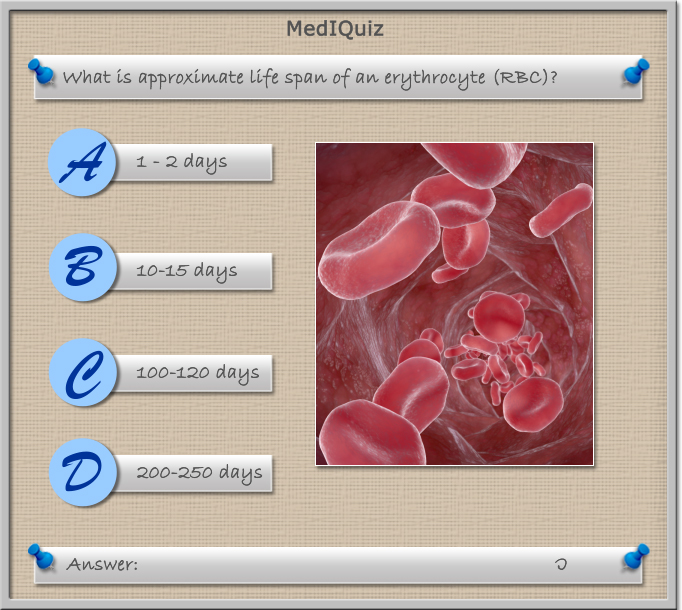 MedIQuiz - What is the approximate life span of a RBC?