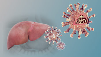 3D medical animation still of Hepatitis C Virus
