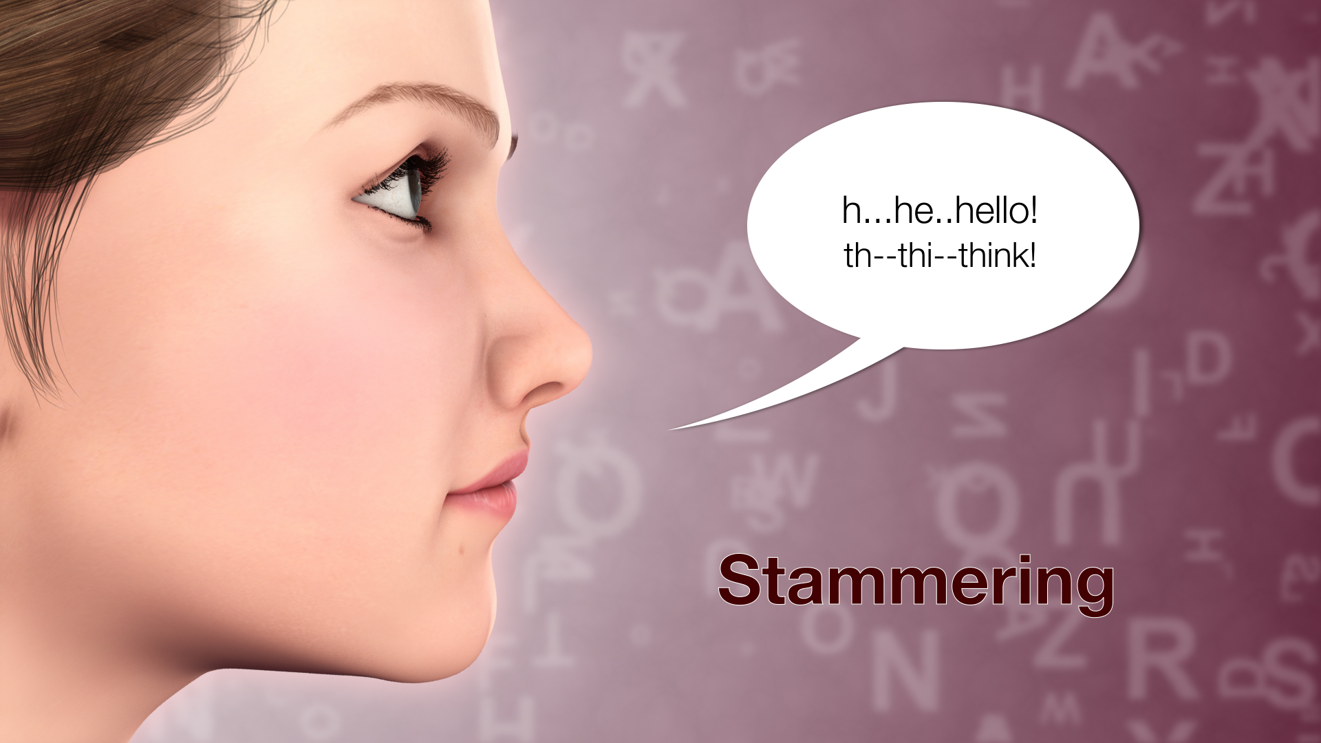 A medical animation still shot depicting stammering